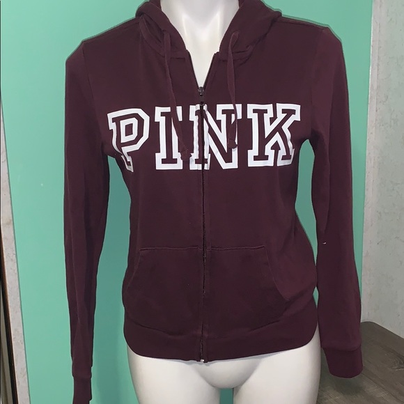 PINK Victoria's Secret Tops - Maroon & White PINK victoria’s secret zip up
